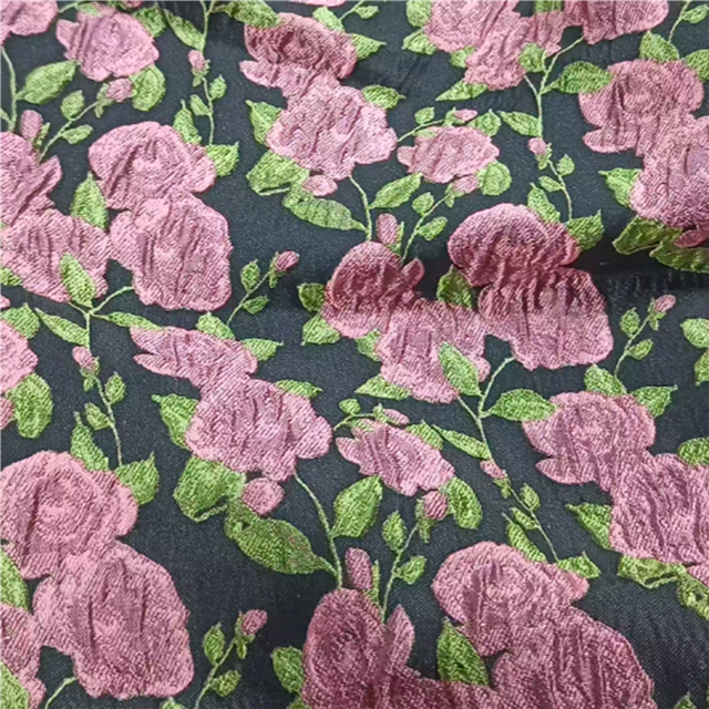 rose jacquard fabric with relief