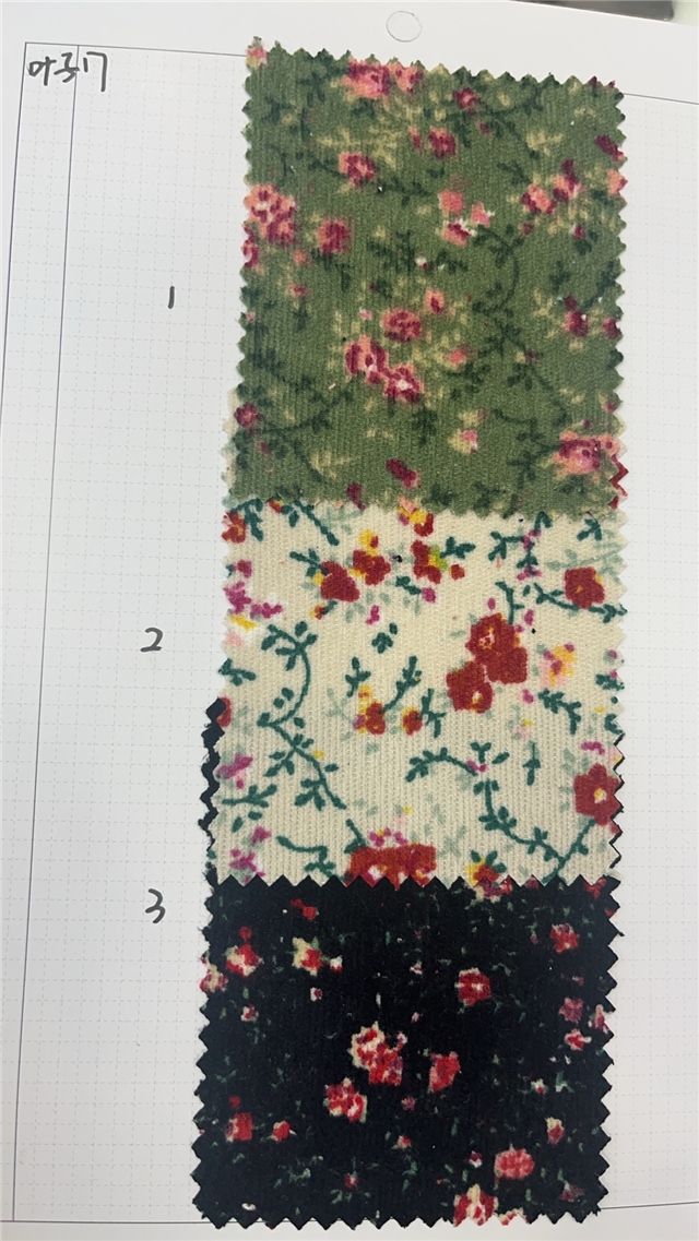floral printed corduroy fabric