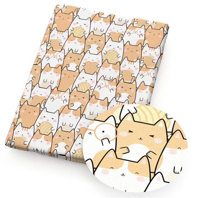 polyester cotton geometry dog series polyester cotton fabric set (4 pcs/set)