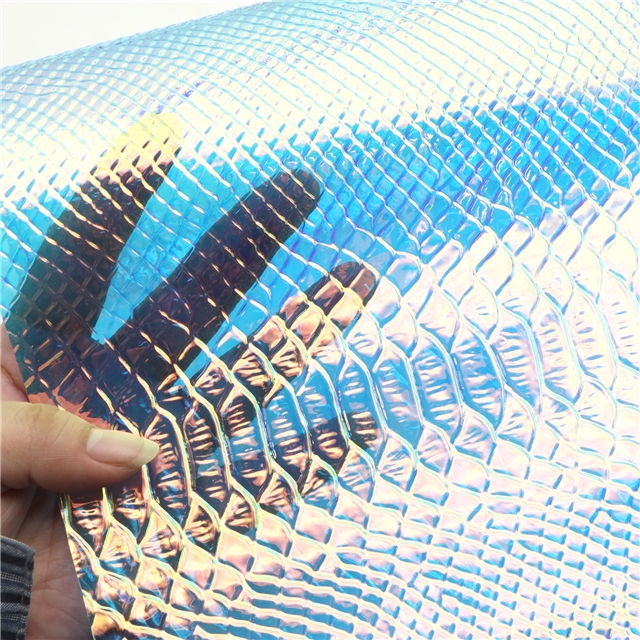 pvc bump texture laser iridescent crocodile pattern pvc synthetic leather