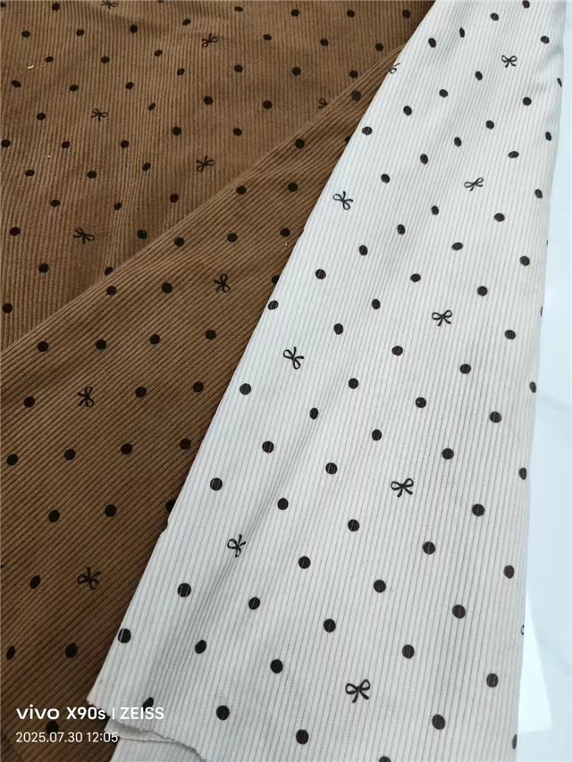 dot bow printed corduroy fabric