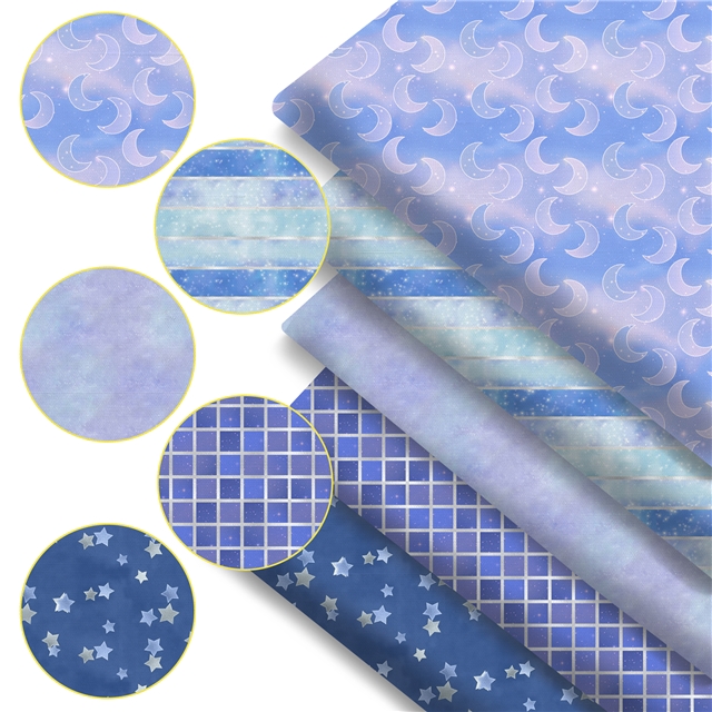 polyester cotton geometric starry sky series polyester cotton fabric set (5 pcs/set)