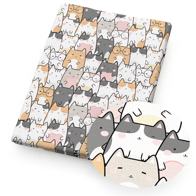 polyester cotton geometry dog series polyester cotton fabric set (4 pcs/set)