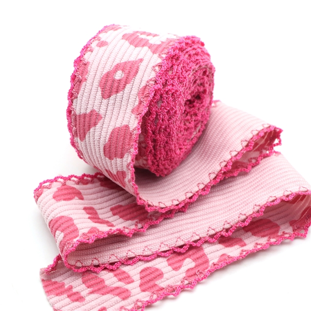 leopard corduroy double layer two-color hook ribbon