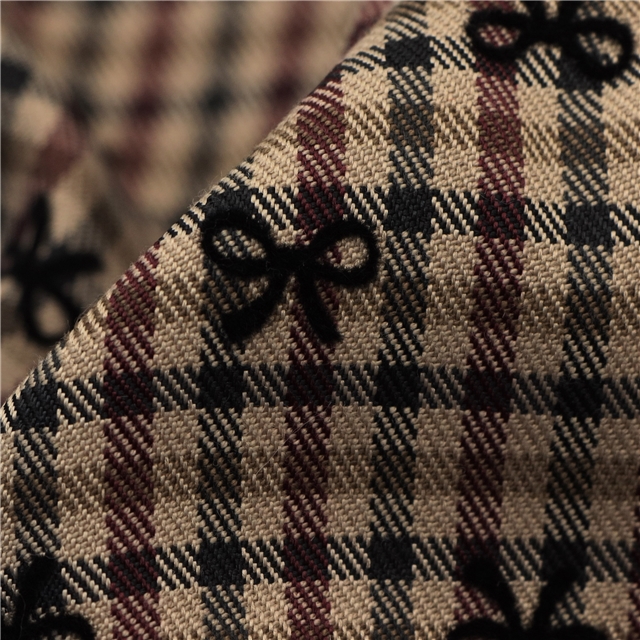 Grid bow flocking fabric 