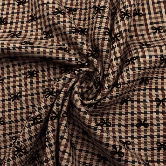 Grid bow flocking fabric 