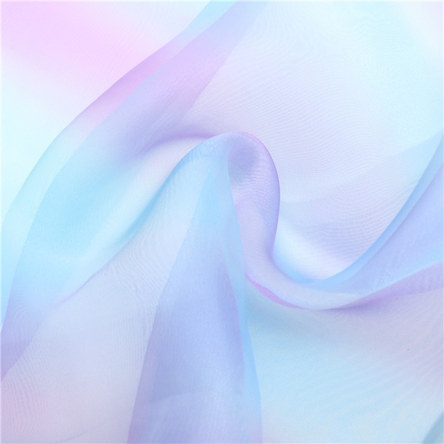 gradient tie dye rainbow color organza fabric
