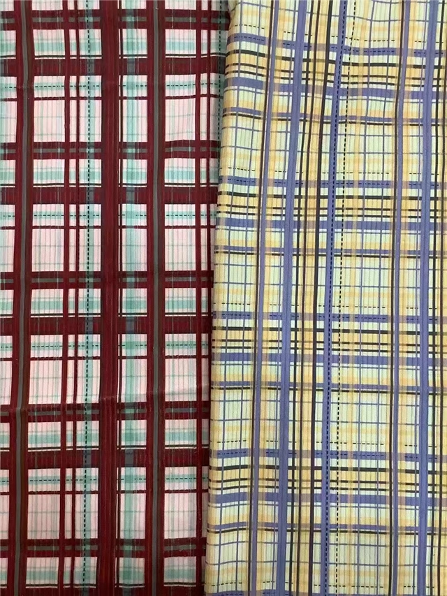 plaid printed corduroy fabric