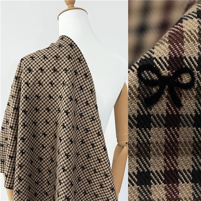 Grid bow flocking fabric 