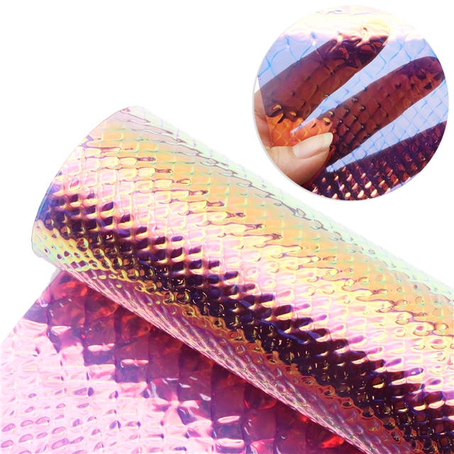 pvc bump texture laser iridescent crocodile pattern pvc synthetic leather