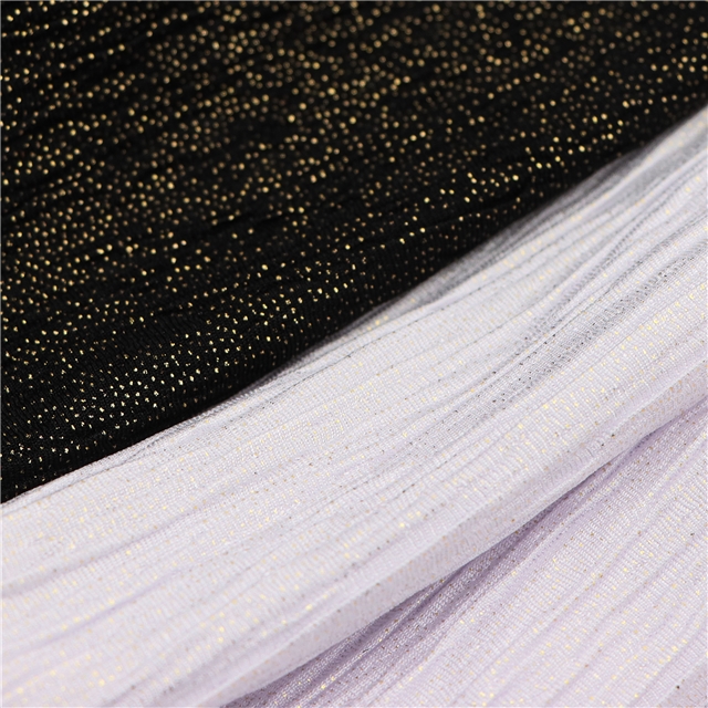 ironed gold and silver fine dot pleated polyester fabric