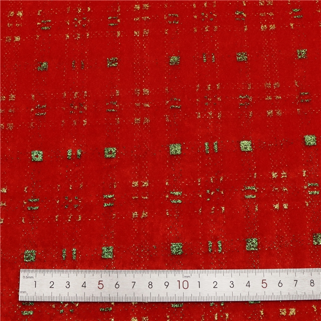two way micro elasticity glitter plaid faux linen