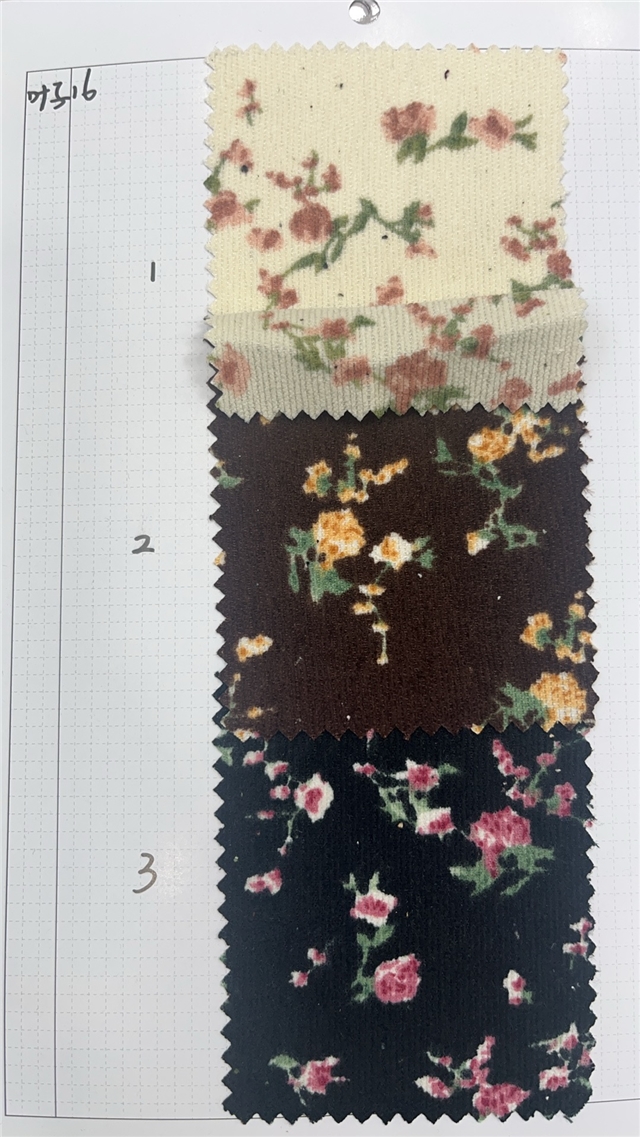 floral printed corduroy fabric
