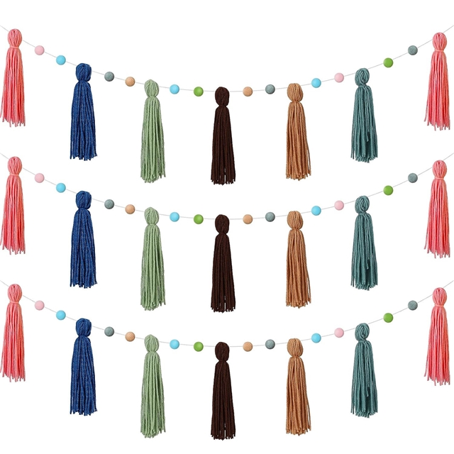 bohemian wool ball tassel banner home party decoration pendant