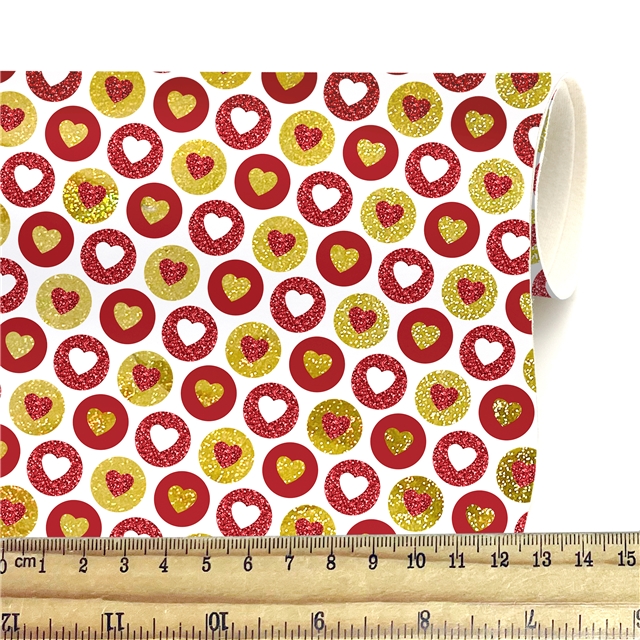 self printed gold foil faux leather fabric