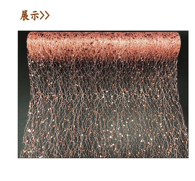 100% polyester scattered net powder hexagonal large medium small sequin mesh roll