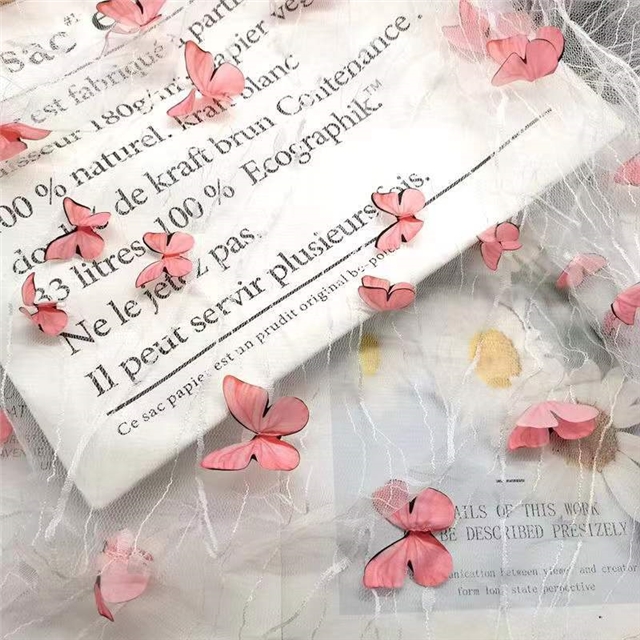 polyester yarn three dimensional butterfly embroidery lace mesh fabric