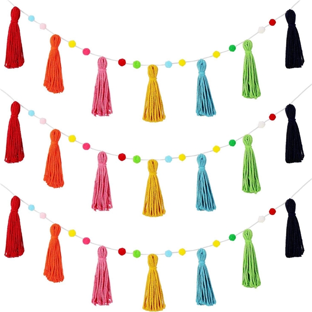 bohemian wool ball tassel banner home party decoration pendant