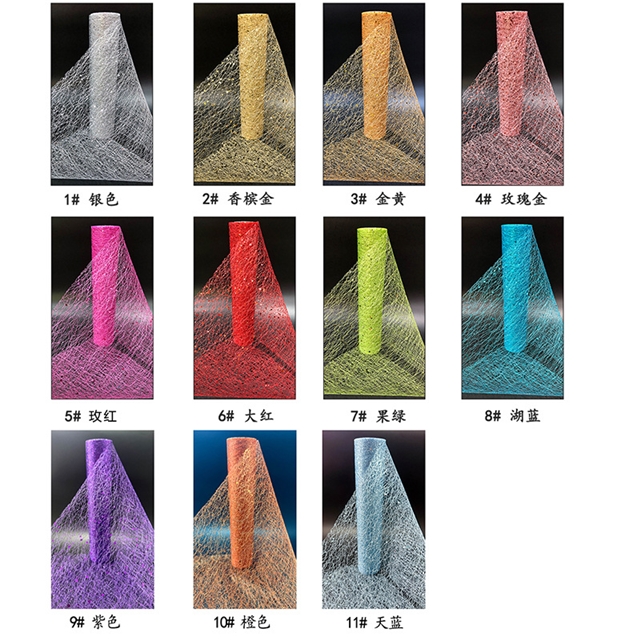 100% polyester scattered net powder hexagonal large medium small sequin mesh roll