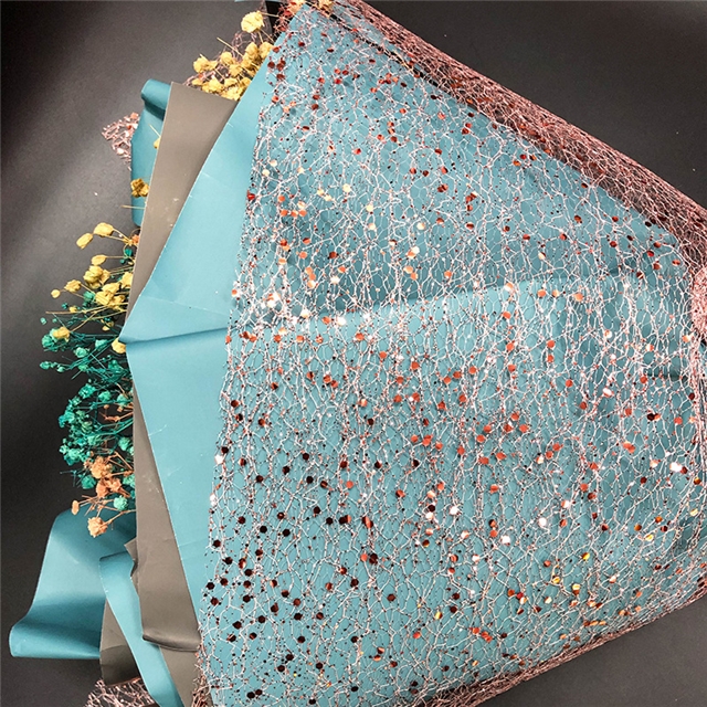 100% polyester scattered net powder hexagonal large medium small sequin mesh roll