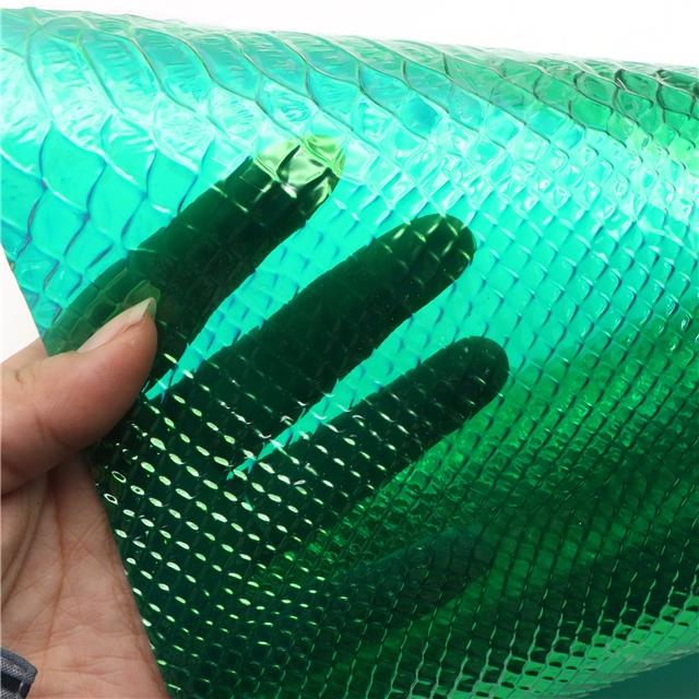 pvc bump texture laser iridescent crocodile pattern pvc synthetic leather