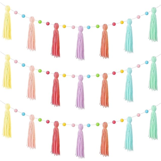 bohemian wool ball tassel banner home party decoration pendant