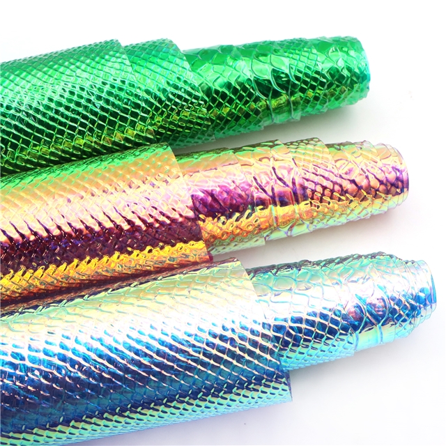 pvc bump texture laser iridescent crocodile pattern pvc synthetic leather