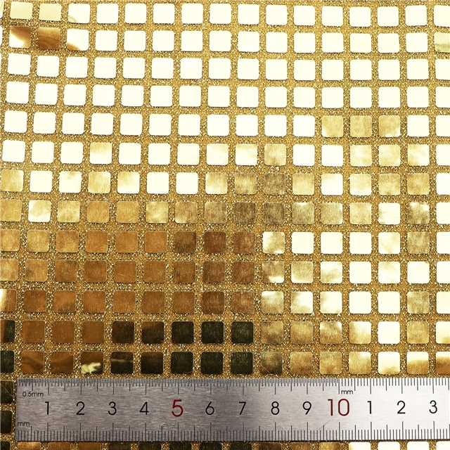 square sequin gold and silver wire needle woven fabric