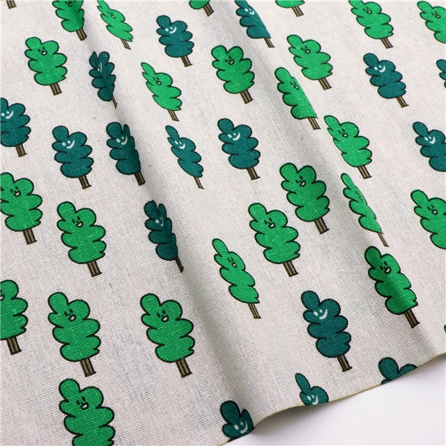 cartoon fruit leaves linen printed fabric