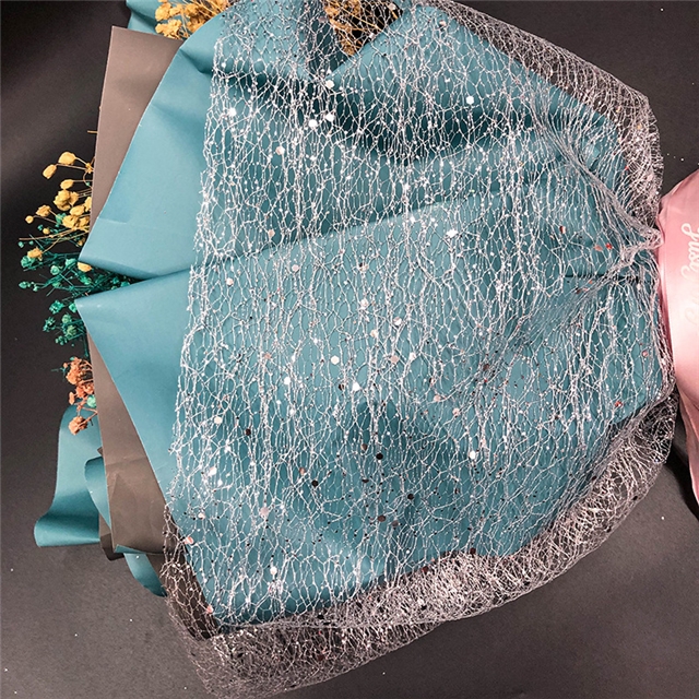 100% polyester scattered net powder hexagonal large medium small sequin mesh roll