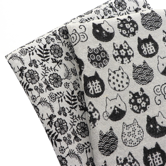 geometric flower polyester cotton yarn dyed jacquard fabric