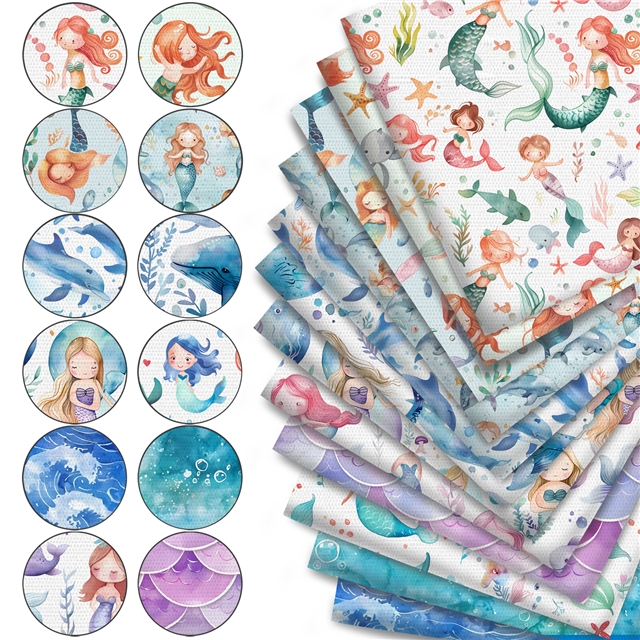 polyester cotton ocean series polyester cotton fabric set (12 pcs/set)