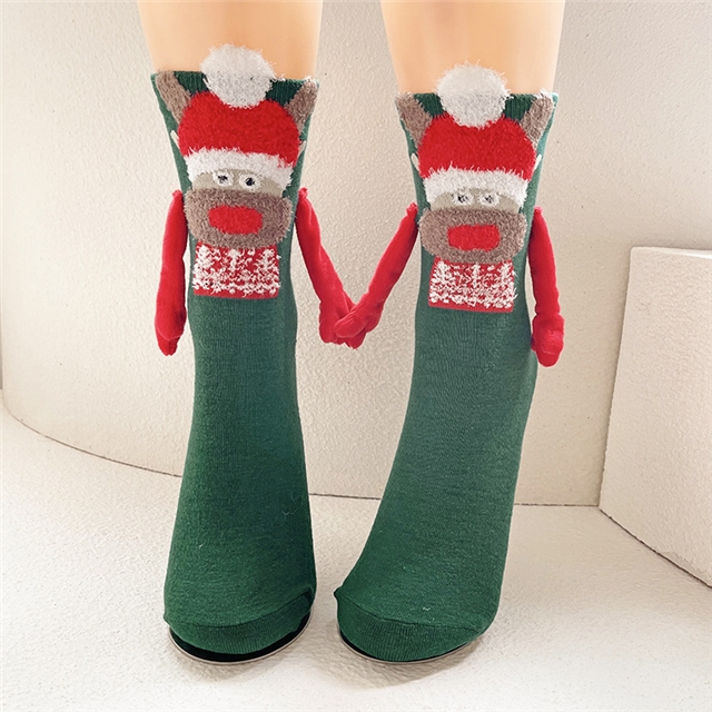 free size cotton christmas magnetic hand in hand socks 10#