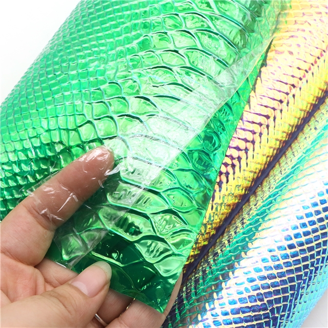 pvc bump texture laser iridescent crocodile pattern pvc synthetic leather