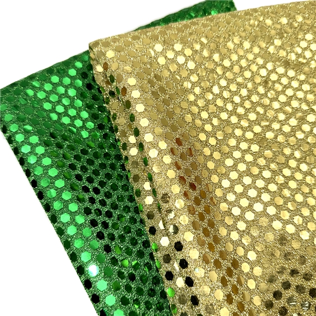 gold and silver wire hexagon sequins fabric