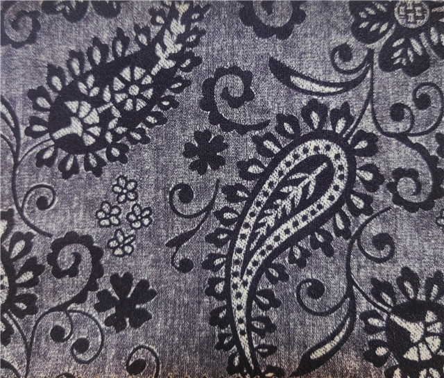 geometric cashew pattern printed suede fabric