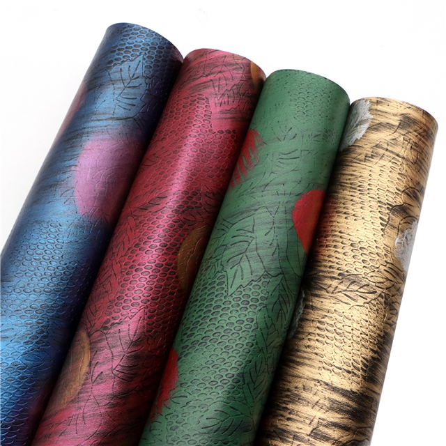 synthetic leather bump texture retro flower faux leather