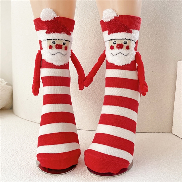 free size cotton christmas magnetic hand in hand socks 6#