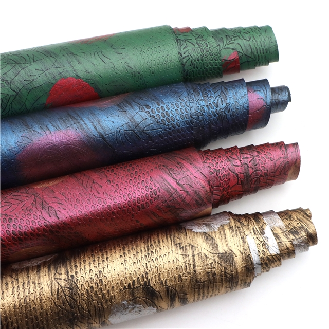 synthetic leather bump texture retro flower faux leather