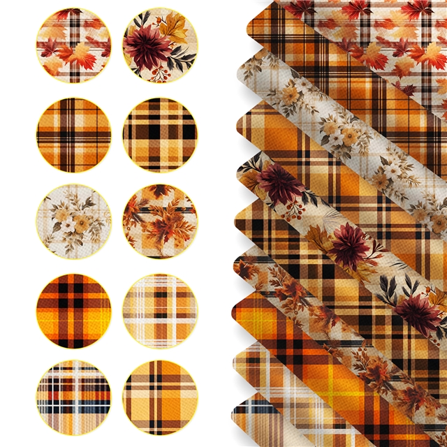 polyester cotton plaid flower series polyester cotton fabric set (10 pcs/set) polyester cotton fabric,50*45cm(19.7*17.7