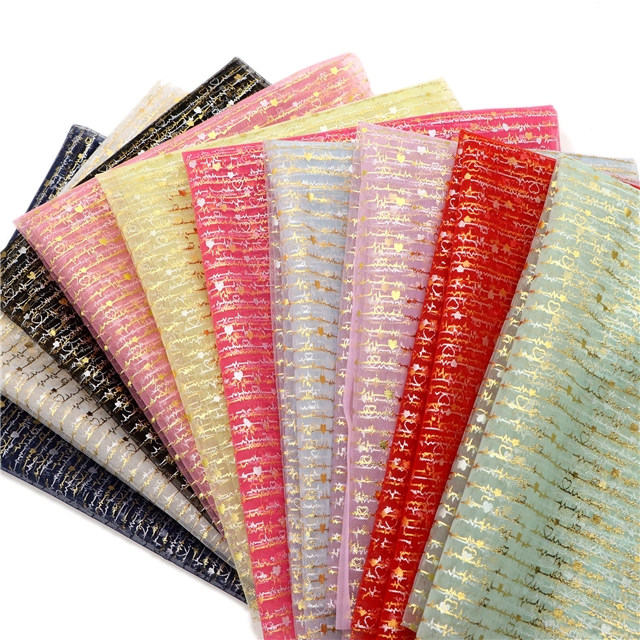 gold hot stamping heartbeat mesh fabric