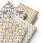 geometry dog series polyester cotton fabric set (4 pcs/set)