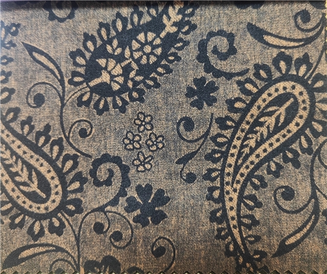 geometric cashew pattern printed suede fabric