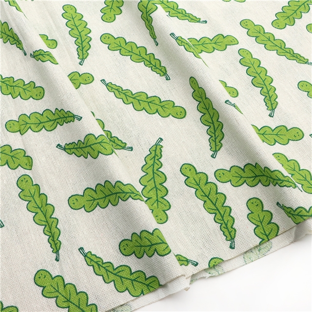 cartoon fruit leaves linen printed fabric