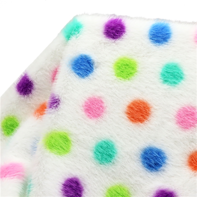 printed dot rabbit fur velvet fabric