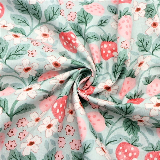 flower strawberry 21 cotton twill bottom watermark fabric