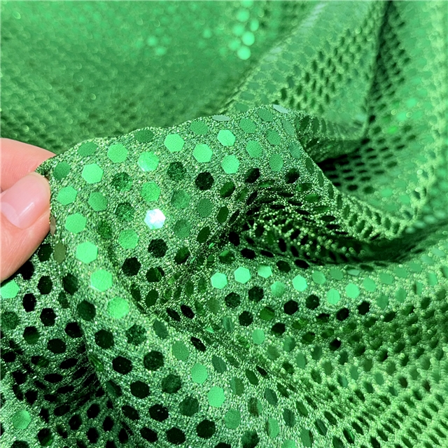 gold and silver wire hexagon sequins fabric