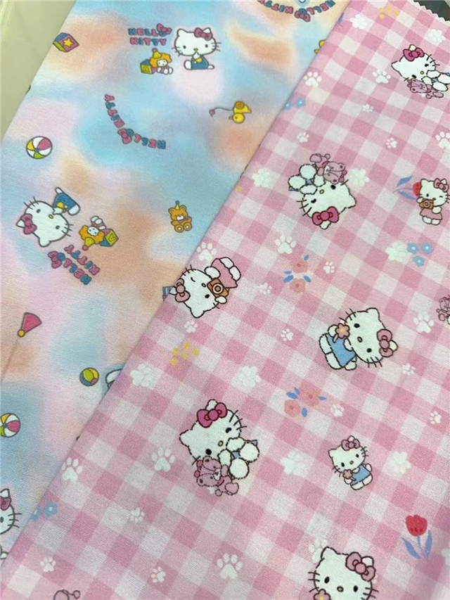 100% cotton hello kitty 100% cotton flannel digital printed fabric