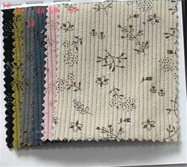 leaf and flower corduroy fabric