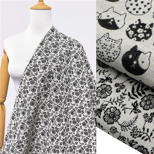 geometric flower polyester cotton yarn dyed jacquard fabric
